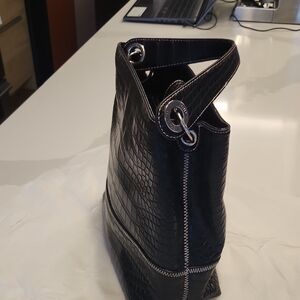 Tommy Hilfiger Black Crocodile-Embossed Bag